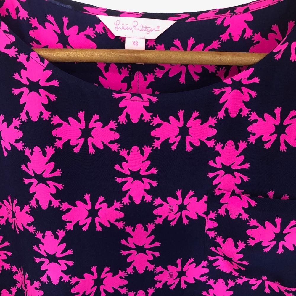 Lilly pulitzer | "get hoppy" guava silk top. - Picture 6 of 7